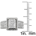 White Gold Princess-cut Diamond Ring with 2ct Total Diamond Weight by Yaffie