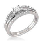 White Gold Princess-cut Bridal Ring Set by Yaffie with 3/8ct TDW
