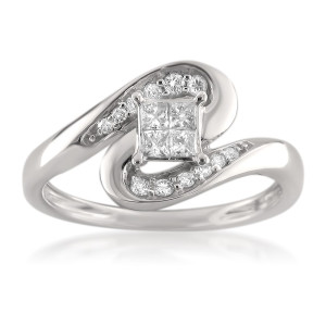 Princess Pizzazz: White Gold 3/8ctTDW Composite Ring with Princess-cut Diamonds by Yaffie.