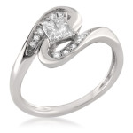 Princess Pizzazz: White Gold 3/8ctTDW Composite Ring with Princess-cut Diamonds by Yaffie.