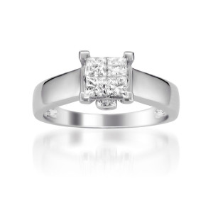 Yaffie Princess Cut Diamond Ring with 5/8ct Total Weight in White Gold Composite