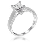 Yaffie Princess Cut Diamond Ring with 5/8ct Total Weight in White Gold Composite