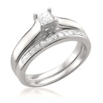 Yaffie 2-Piece Bridal Set with Princess-Cut 5/8ct TDW White Diamonds in White Gold.