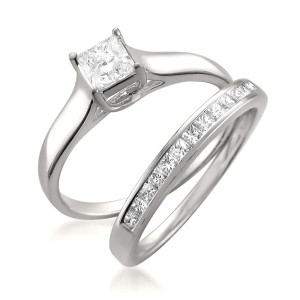 Yaffie 2-piece Bridal Set - Princess-cut Diamonds in White Gold (7/8ct TDW)