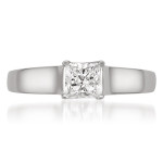 Yaffie Princess Cut Diamond Solitaire Ring, Certified White Gold with 1/3ct Total Diamond Weight