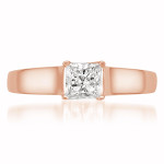 Sparkling Yaffie Rose Gold Engagement Ring with Princess-cut Diamond Solitaire, 1/4ct TDW