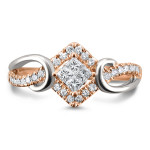 Princess-Cut White Diamond Ring with 3/8ct TDW in Two-Tone Gold by Yaffie Jewellery