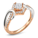 Yaffie Jewellery stunning two-tone gold ring featuring a dazzling 3/8ct TDW princess-cut white diamond.