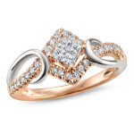 Princess-Cut White Diamond Ring with 3/8ct TDW in Two-Tone Gold by Yaffie Jewellery