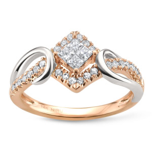 Yaffie Jewellery stunning two-tone gold ring featuring a dazzling 3/8ct TDW princess-cut white diamond.