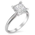 Yaffie Jewellery Princess-cut White Diamond Engagement Ring in White Gold with 1 1/2ct Total Diamond Weight
