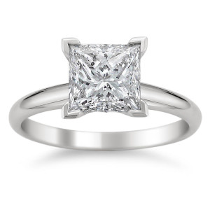 Yaffie Jewellery Princess-cut White Diamond Engagement Ring in White Gold with 1 1/2ct Total Diamond Weight