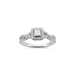 Sparkle in Style: Yaffie Jewellery White Gold Halo Engagement Ring with Princess-cut Diamond