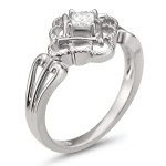 Antique-Style Princess-Cut Engagement Ring with 1/5ct TDW in White Gold by Yaffie Jewellery