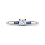 Yaffie Jewellery White Gold Engagement Ring with Princess-cut White Diamond and Sapphire Accent (1/5ct TDW)