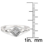 Yaffie Jewellery Stunning Princess-Cut White Diamond Composite Ring in White Gold with 1/7ct TDW