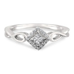 Yaffie Jewellery Elegant White Gold Ring with 1/7ct TDW Princess-Cut Diamond Composite