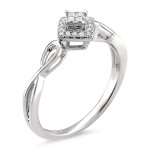 Yaffie Jewellery Stunning Princess-Cut White Diamond Composite Ring in White Gold with 1/7ct TDW