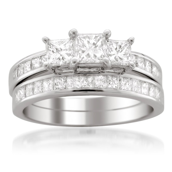 Certified Princess-cut Diamond Bridal Set by Yaffie Jewellery with 2ct TDW in White Gold