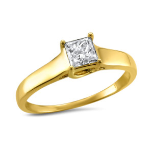 Sparkling Royalty: Yaffie Jewellery 1/2ct TDW Princess-cut Solitaire Engagement Ring in Gold