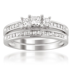 Yaffie Princess-cut Diamond Bridal Ring Set with 1ct TDW in Platinum