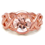 Rose Gold Round Morganite Engagement Ring with 1.6 Total Carat Weight