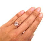 Rose Gold Round Morganite Engagement Ring with 1.6 Total Carat Weight