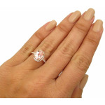 Rose Gold Oval Morganite Diamond Engagement Ring - Yaffie 1.8 Carat
