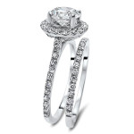 White Gold Bridal Set with Yaffie 1 5/6ct TGW Round Moissanite Diamond Engagement Ring