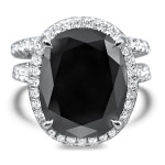 Yaffie ™ Bespoke Gold Wedding Set with 10.16 ct TDW Black Oval Cut Diamond Engagement Ring