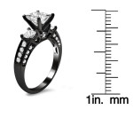 Yaffie Custom Princess Cut 3 Stone Engagement Ring: Black Gold, 1 1/2ct TDW.