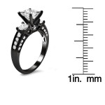 Yaffie Custom-Made Princess Cut Diamond Engagement Ring - 1 1/2ct TDW in Black Gold with 3-Stone Enhancement
