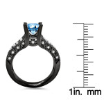 Yaffie ™ Custom Blue Round Diamond Ring - Black Gold with 1 1/2ct TDW