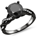 Yaffie ™ Handcrafted Black Round-cut Diamond Engagement Ring - 1 1/3ct of Stunning Black Gold