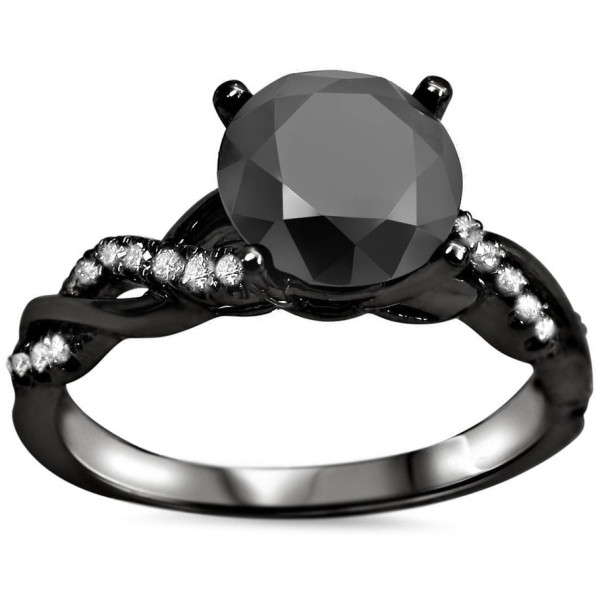 Yaffie ™ Handcrafted Black Round-cut Diamond Engagement Ring - 1 1/3ct of Stunning Black Gold