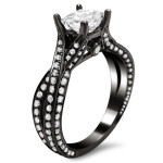 Yaffie ™ Princess Cut Diamond Ring - Black Gold with 1.6ct in Diamonds