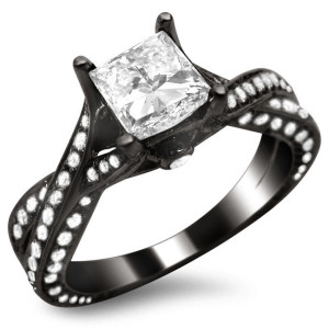 Yaffie ™ Princess Cut Diamond Ring - Black Gold with 1.6ct in Diamonds