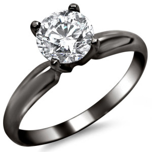 Crafted by Yaffie™: Black Gold 1/2ct Round Solitaire Diamond Ring for Your Perfect Proposal