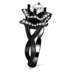 Custom-Crafted Yaffie™ Ring: Lotus Bloom with 1ct Round Black Diamond