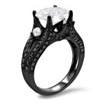 Yaffie Exclusive Black Gold Ring: Featuring 1ct of TDW Black Diamond and Asscher-Cut Moissanite.