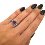 Custom Yaffie™ Bridal Set: Black Gold with 1ct TGW Ruby and 2/5ct TDW Diamonds