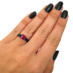 Yaffie ™ Custom-made Black Gold Engagement Ring with 1ct TGW Red Ruby and 3/4ct TDW Black Diamond
