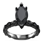 Yaffie Marquise Black Diamond Art Deco Ring - A Custom Creation in Black Gold with 2 1/10ct TDW