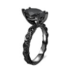 Yaffie Marquise Black Diamond Art Deco Ring - A Custom Creation in Black Gold with 2 1/10ct TDW