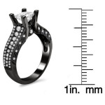 Yaffie™ Custom Black Gold Bridal Ring with Princess-cut Clarity Enhanced 2 1/10ct TDW Black and White Diamonds