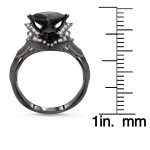 Yaffie ™ Custom-Made Princess Cut Black Diamond Ring Set with 2 1/2ct TDW & Black Gold