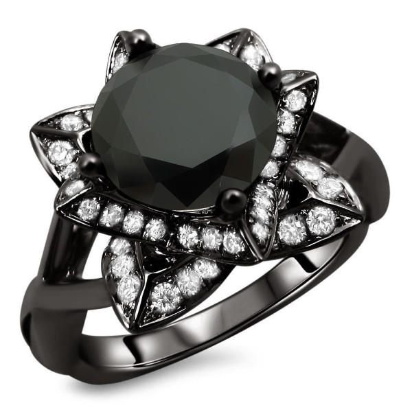 Yaffie™ crafts stunning Black Lotus Diamond Ring - 2 1/2ct TDW