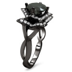 Customizable Yaffie ™ Black Lotus Flower Diamond Ring with 2 1/2ct TDW Black Gold