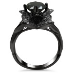 Lotus Love: 2 1/3ct TDW Black Diamond Engagement Ring in Black Rhodium-Plated Gold by Yaffie ™