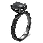 Yaffie Custom Art Deco Pear Black Diamond Ring - featuring 2.2 carats of Black Gold Brilliance!